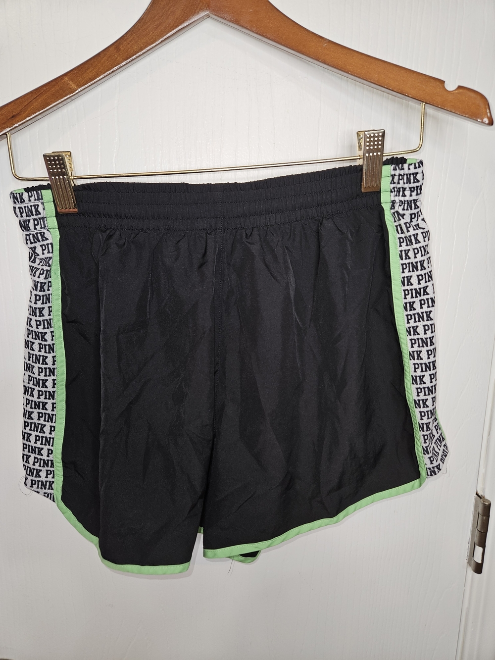 PINK Victoria's Secret Black Athletic Shorts with Green Trim